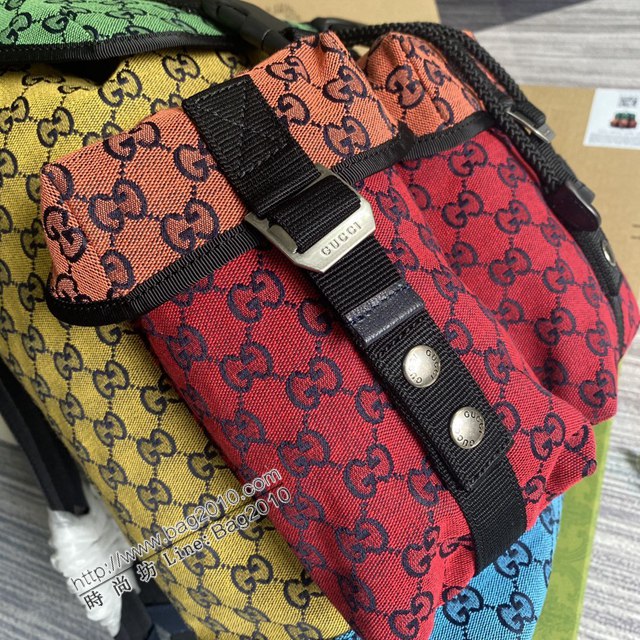 Gucci新款雙肩包 古馳Multicolor系列彩色帆布多功能背包 Gucci經典GG鑽石菱格紋圖案男士雙肩包 658783  ydg3229